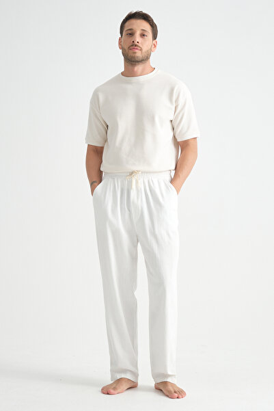 Redline Luxe Erkek Baggy Keten Karışımı Rahat Pantolon Bol Paça Yeni Sezon