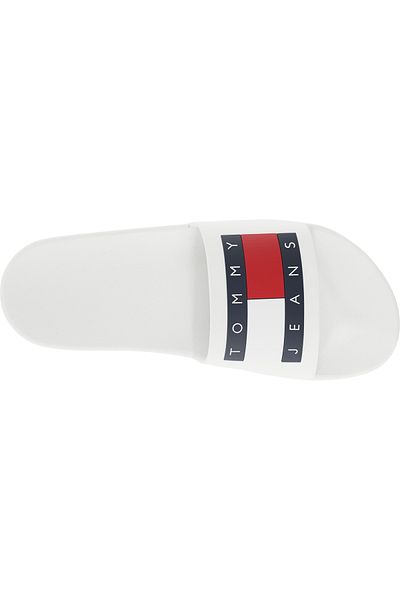 Tommy Hilfiger Women's Brand Logo Rubber Sole Comfortable Ecru Slippers En0en02115-tcr