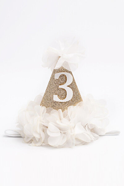 Le Mabelle White 3 Year Old Funnel Birthday Crown