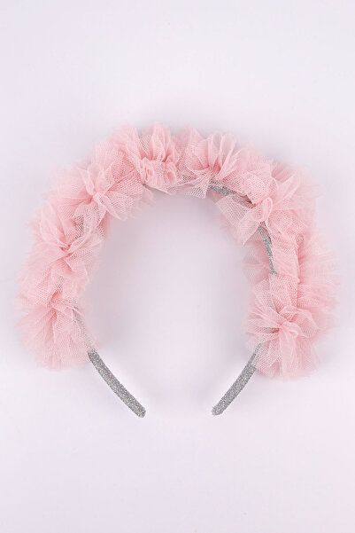 Le Mabelle Pink Tulle Detailed Glitter Girl's Crown