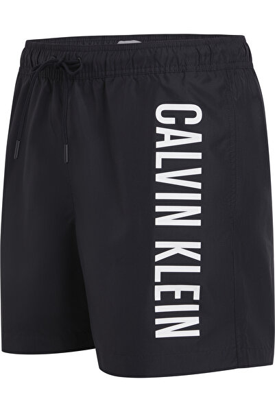 Calvin Klein Erkek Marka Logolu Çabuk Kuruyan Polysterli Plaj Ve Deniz Kullanıma Uygun Siyah Deniz