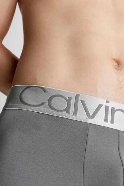 Calvin Klein Erkek Marka Logolu Beyaz Elastik Bantlı Gri-Kırmızı-Mavi Boxer 000NB3130A GI9