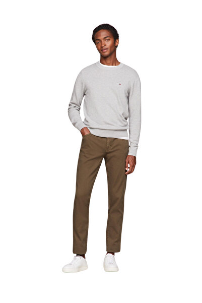 Tommy Hilfiger Erkek Marka Logolu Organik Pamuklu Günlük Kullanıma Uygun Gri Kazak MW0MW33511 P01