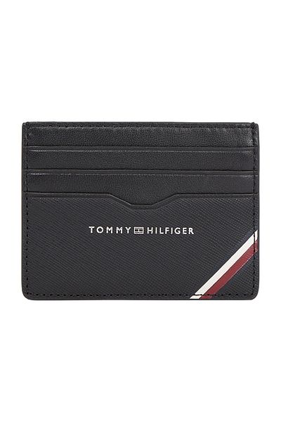 Tommy Hilfiger Ανδρικό μαύρο πορτοφόλι με λογότυπο επωνυμίας, λεία επιφάνεια και θέσεις πολλαπλών καρτών Am0am11583-bds