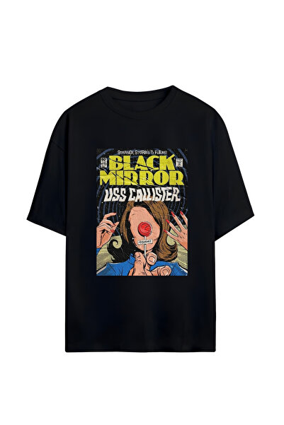 GraffTee تي شيرت قطن كبير الحجم للجنسين من بلاك ميرور