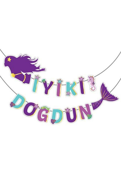 Le Mabelle Purple Mermaid Figured Banner