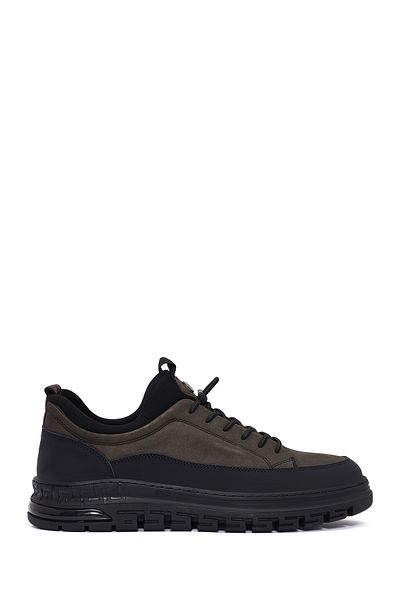 Derimod Men's Gray Lace-Up Nubuck Leather Casual Shoes 24Wfd6767V3
