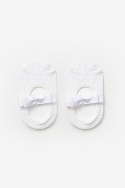 Le Mabelle Girl's White Bow Ballerina Socks