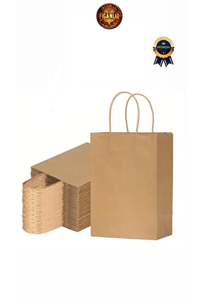 figanlar ambalaj 1. Kalite KÜÇÜK BOY Kraft Büküm Saplı Karton Çanta 10 Adet (15x8x20CM)