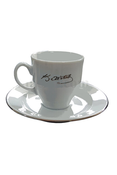 Armada Çini Armada cini Ar 665 أتاتورك طقم أكواب بورسلين مكون من 6 قطع مطلية بالذهب