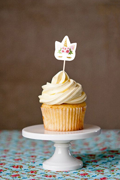 Le Mabelle Beyaz Unicorn Çiçekli 10'lu Kürdan Set