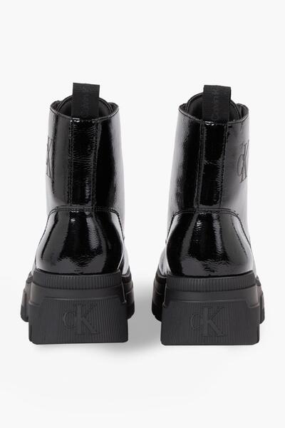Calvin Klein Ck Kadın Logolu Suni Deri Parlak Kaplamalı Kalın Topuklu Bot, Köpük Iç Tabanlı