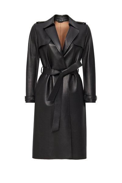 Derimod Los Angeles Women's Black Jacket Collar Leather Top Coat 24Wgd5224Du