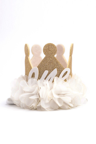 Le Mabelle White 1 Year Old Queen Birthday Crown