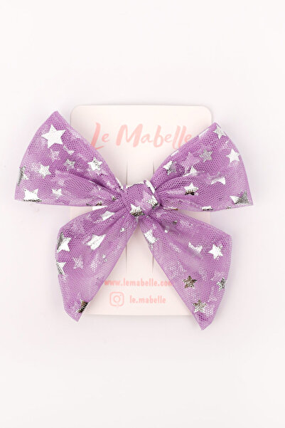 Le Mabelle Lila  Yıldız Baskılı Tül Kız Çocuk Klips Toka