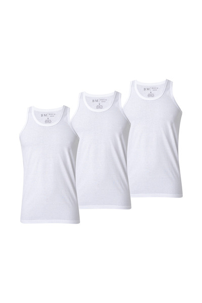 BOUN MARCHE Men's Undershirt Premium 3-Piece Box Combed Cotton Single Jersey 100% Cotton