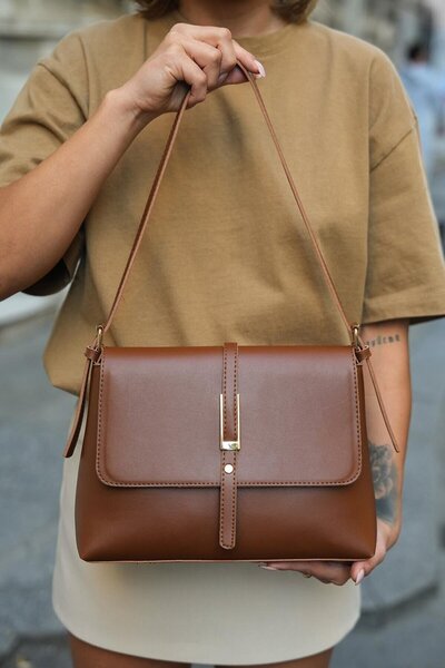 cosybag. Pinterest Model Women's Soft Faux Leather Retro Design Medium Size Shoulder Bag Brown