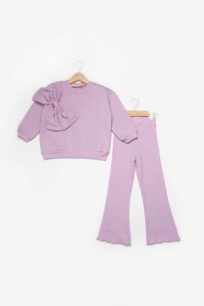 Le Mabelle Danita - Lilac Girl's Tracksuit Set and Bow Detail