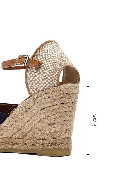 Derimod Women's Navy Blue Ankle Strap Wedge Heeled Espadrilles 25Sfd20586F