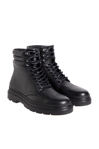 Calvin Klein Men's Calvin Klein Brand Pattern Logo Lace-Up Stylish Looking Men's Boots Black Boots & Boots