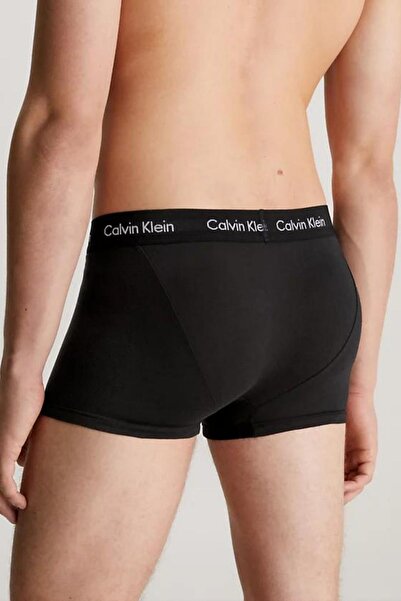 Calvin Klein Erkek Calvin Klein İmzalı Elastik Bantlı Siyah-Siyah-Kırmızı Boxer 000NB3055A I1Z