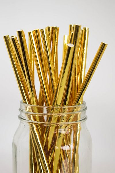 Le Mabelle Gold 24-Piece Shiny Paper Straws Party Ornament