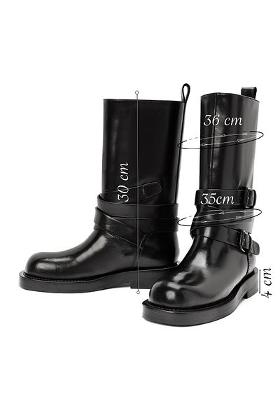 Derimod Women's Black Buckle Biker Leather Boots 24Wfd 490918