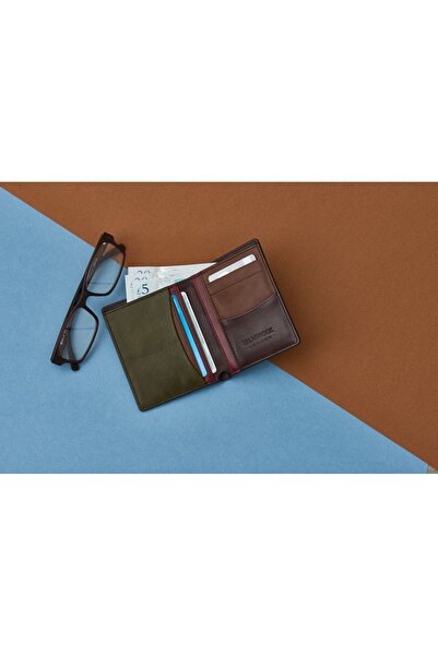 HELMBROOK Мъжки портфейл Dayton от естествена кожа, кафяв (плюс цвят), тънък дизайн, с много отделения и RFID защита