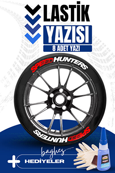 Baghes Speed Hunters Kırmızı Motosiklet Ve Otomobil Araç 3d Oto Lastik Yazısı Sticker Arma Seti – 8 Adet
