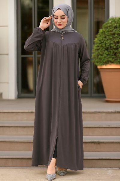 Neva Style Smoked Hijab Ferace - Zippered, 45285Fu