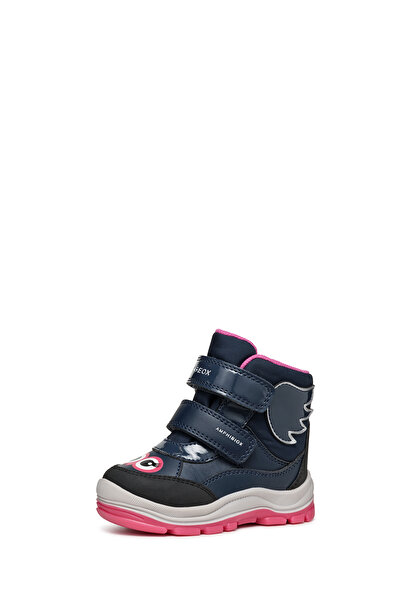 Geox Baby Girl Navy Blue B Flanfil Banded Waterproof Leather Boots B463Wa054Fuc4268