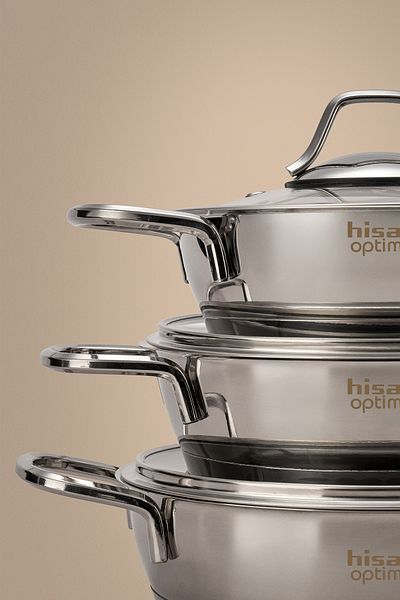 Hisar Optima Bergama 6 Piece Steel Pan Set