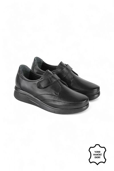 ERN SHOES Genuine Leather Full Comfort Soft Textured Casual Velcro Women's Shoes