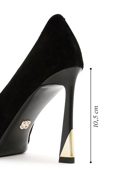Derimod Women's Black High Heel Suede Leather Stiletto 24Wfd 490110