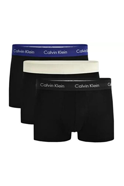 Calvin Klein سروال بوكسر أسود 5 للرجال بشعار العلامة التجارية وشريط مطاطي منا...
