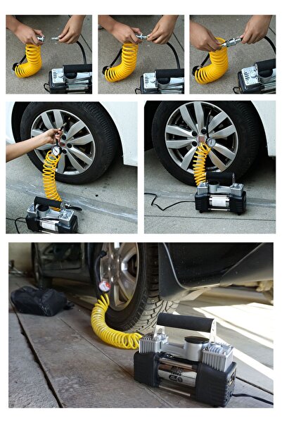 Baghes Çift Pistonlu Taşınabilir Oto Araç Lastik Kompresörü – 12V Yüksek Basınçlı Araba Hava Pompası