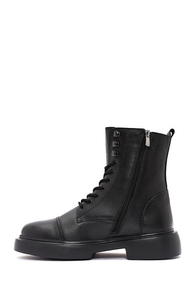 Derimod Men's Black Zippered Leather Casual Boots 24Wfd 701118