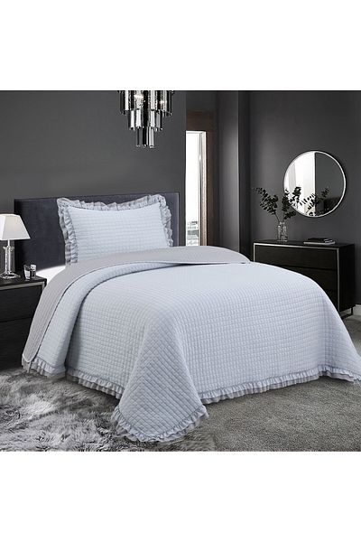 Naturel Collection Single Ruffled Checkered Bedspread