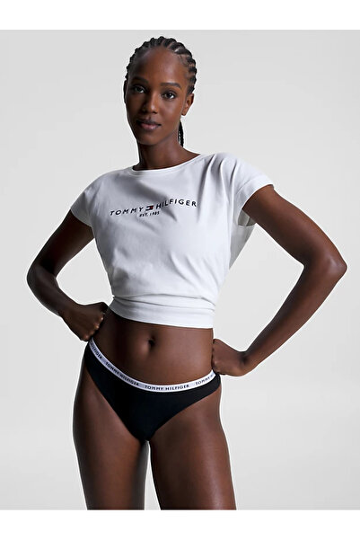 Tommy Hilfiger Kadın Marka Logılu Elastik Bantlı Organik Pamuklu Günlük Kullanımlı Siyah-Pembe-Koyu