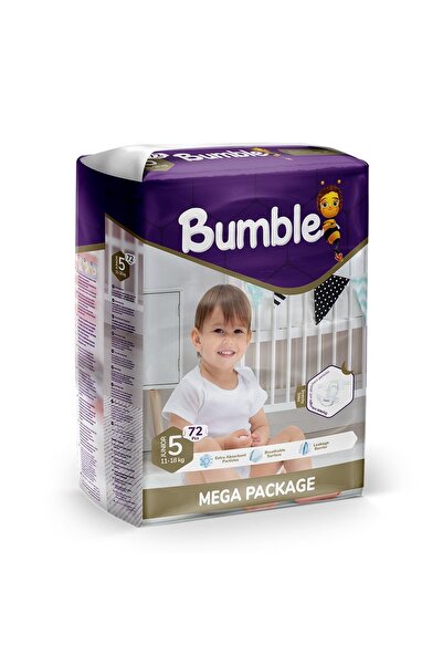 Bumble مقاس 5 حفاضات أطفال ماكسي ميجا باك 72 قطعة |   11-18 كجم