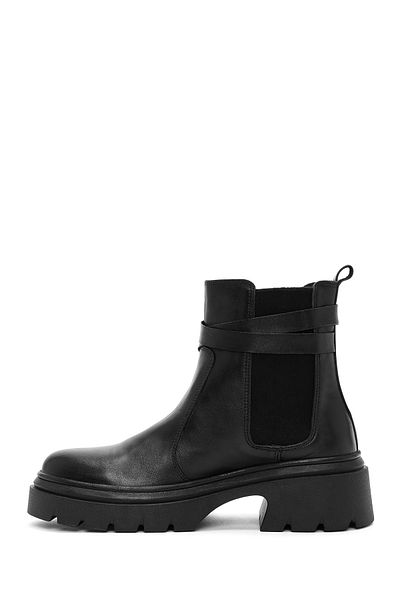 Derimod Black Leather Chelsea Boots - Women's, Buckle Detailed, 24WFD 420918