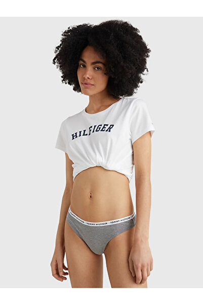 Tommy Hilfiger Kadın Marka Logılu Elastik Bantlı Organik Pamuklu Günlük Kullanımlı Gri-Beyaz-Lacive