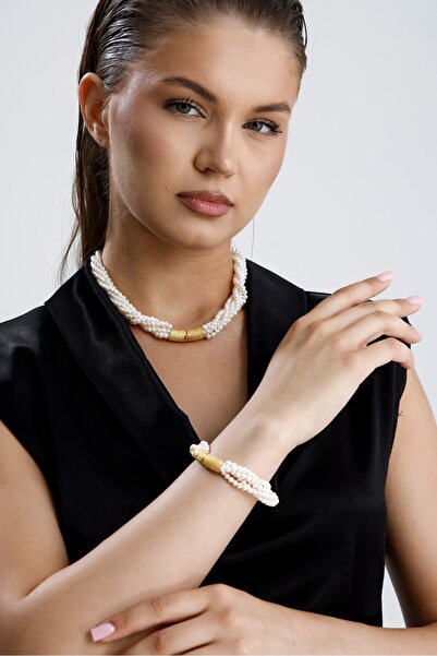 Birinci 14 Ayar Altın 5 Sıralı Burgu İnci Bileklik