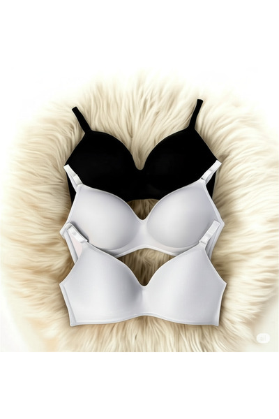 Kerem Giyim Women's Lotus (Unpadded) Underwireless Gatherer 3-Piece Bra Set