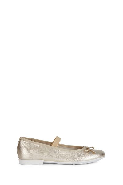 Geox Girl's Bronze Plie Silvery Genuine Leather Summer Ballerina Shoes J4555D00044C2010