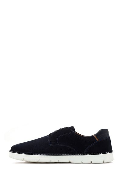 Derimod Men's Navy Blue Lace-Up Leather Casual Shoes 24Sfd676626