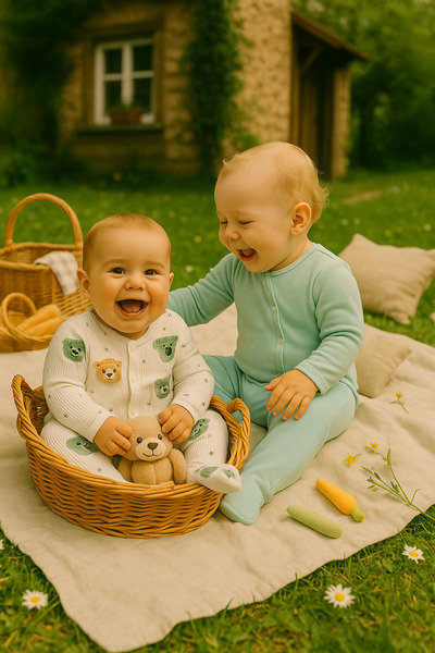 cimcim baby Cute Teddy Bear and Star Patterned Double Baby Romper Set