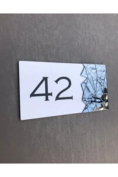 Yönline Smoked Mirrored White Door Number - 42