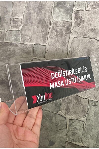 Yönline 25x8 Cm Şeffaf Pleksi Değiştirilebilir Masaüstü Isimlik