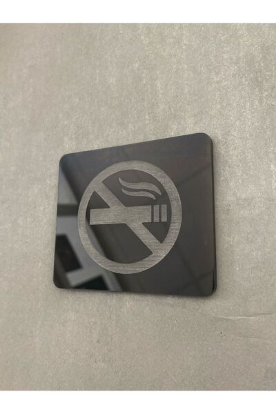 Yönline Siyah Minimal Seri Sigara İçilmez Uyarı Yönlendirme Levhası Kendinden...